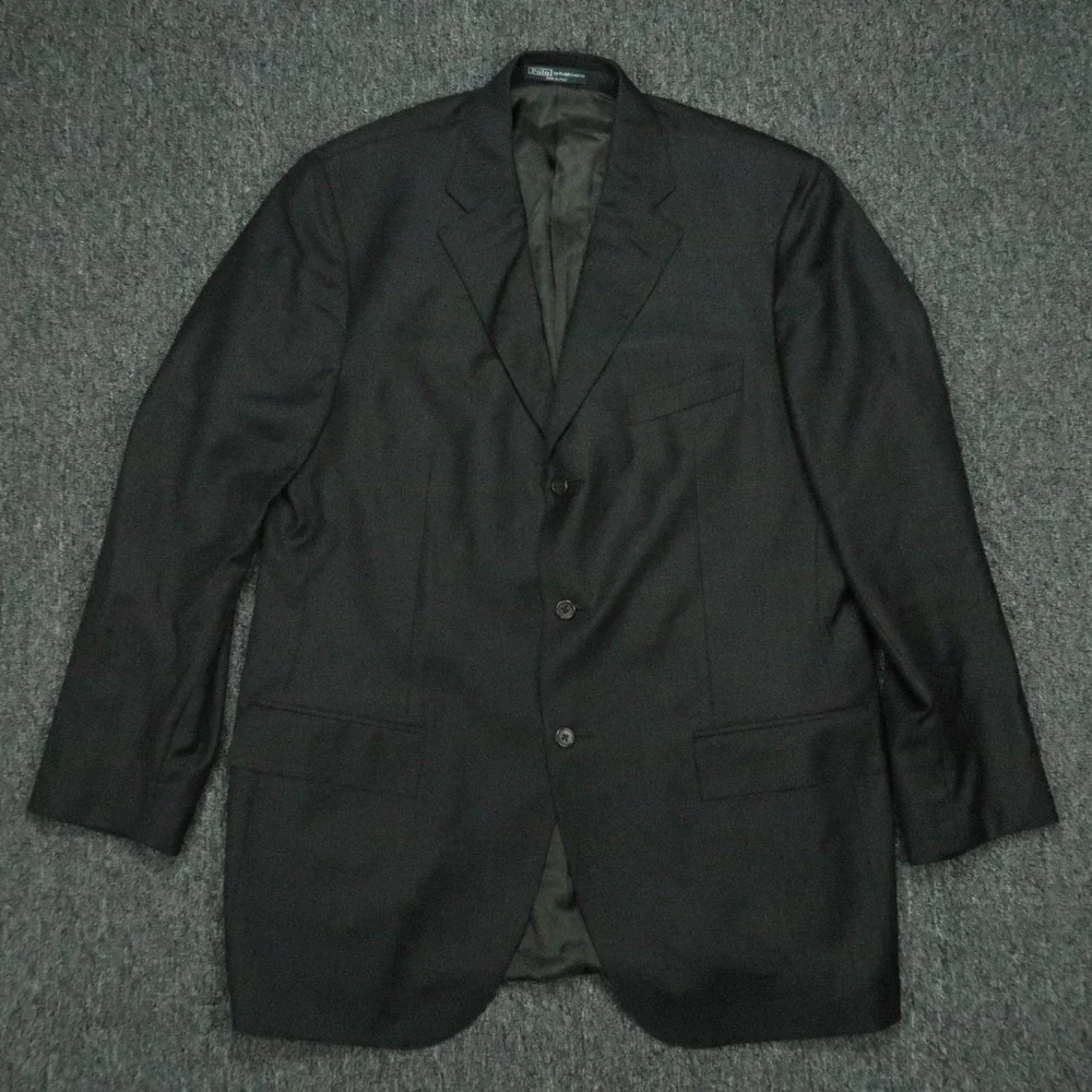 VINTAGE Polo Ralph Lauren Blazer Men 44L Gray Wool Sport Coat Jacket Italy